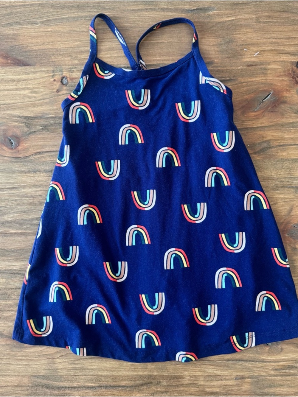 Hanna Andersson Navy Rainbow Print UV Dress with built in shorts size 4 - Picture 4 of 10
